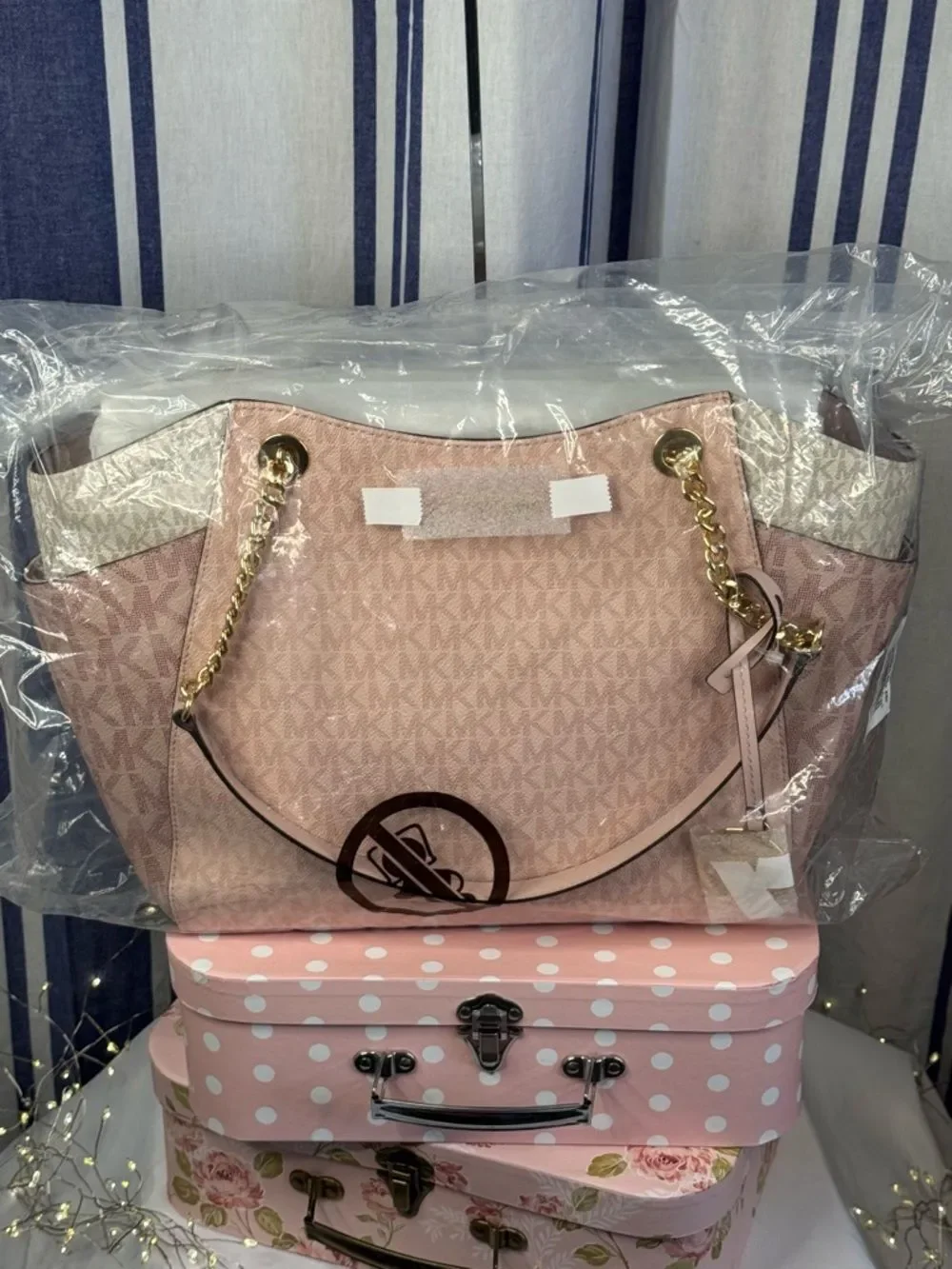 Michael Kors Jet Set Travel Large Shoulder Tote in Powder Blush Multi